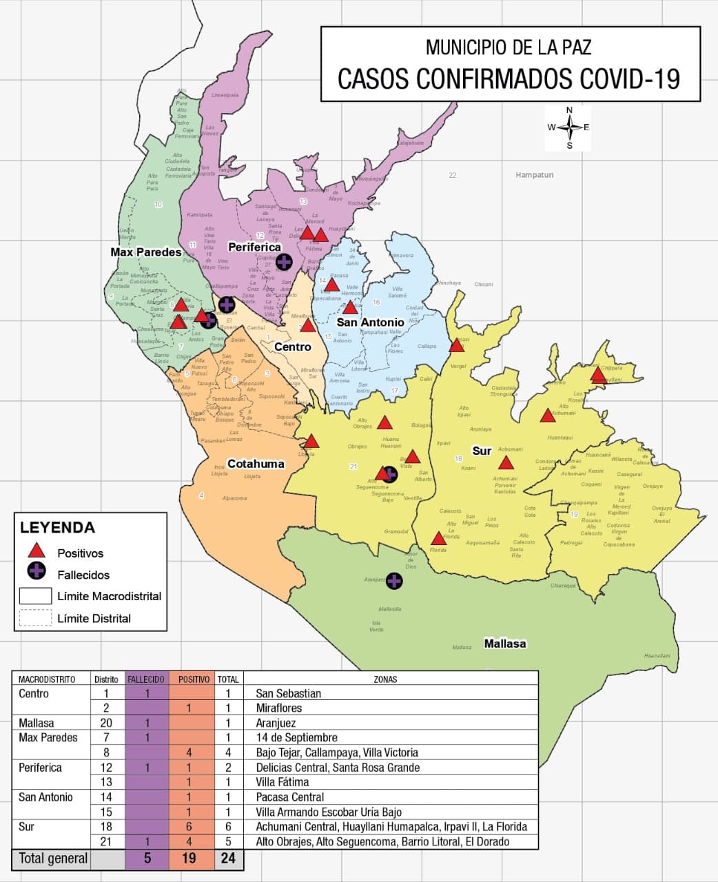 Estas son las 20 zonas en La Paz donde hay casos de coronavirus Urgentebo